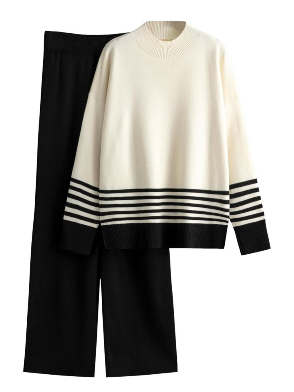 Womens Striped 2 Piece Outfit Sweater Lounge Sets
